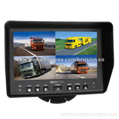 7-inch Rear-view Quad Monitor with OSD Menu and PAL/NTSC Color System